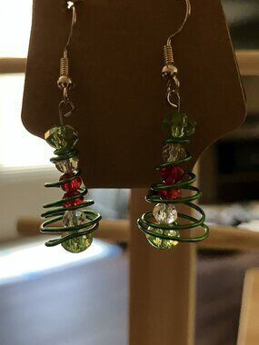 Handcrafted Christmas Tree Earrings